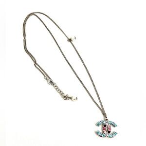 🌟 SALE $75 🌟 Classic New Multi Coloured Rhinestone Pearl Gold Plated CC Necklace